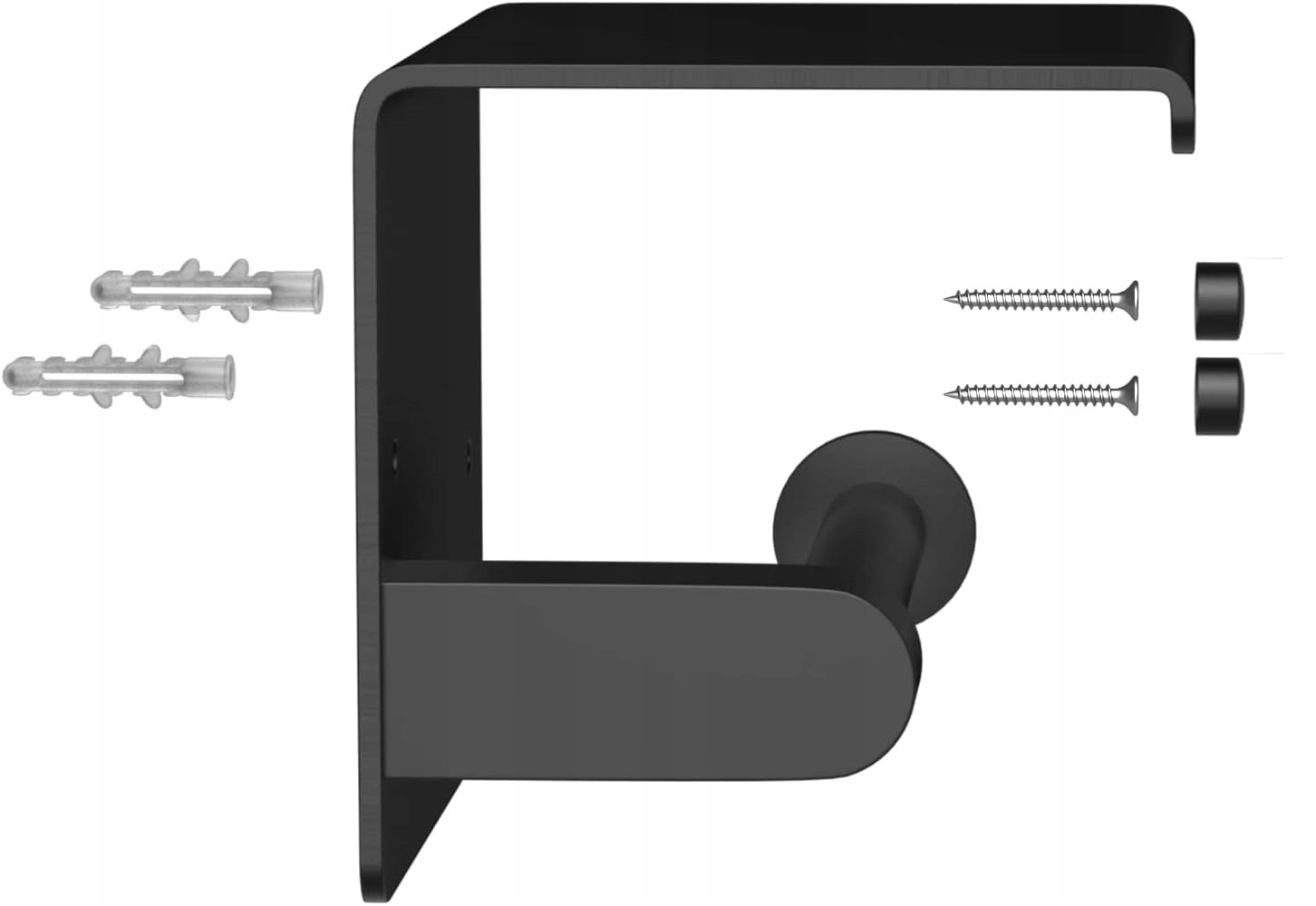 Uchwyt Na Papier Toaletowy Z Półką Na Telefon Samoprzylepny Czarny Metalowy