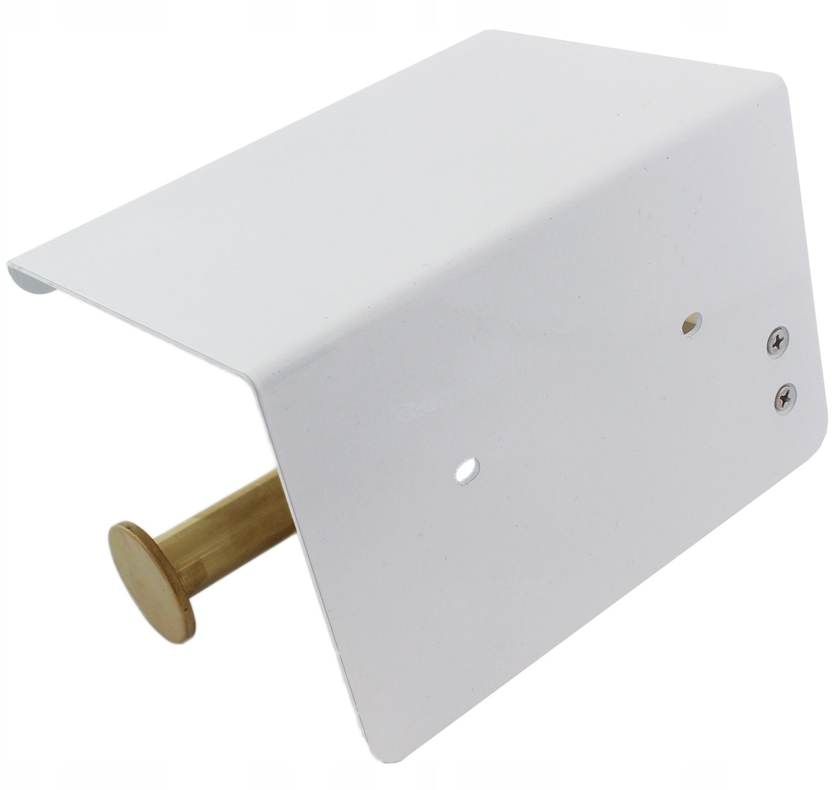 Uchwyt Na Papier Toaletowy Wieszak Metalowy Z Półką Wc Biało Złoty Loft