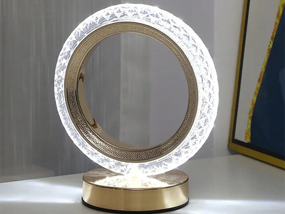 Lampka Nocna Stołowa Kryształowa Led Rgb Usb Obrączka Do Sypialni Biura Rgb