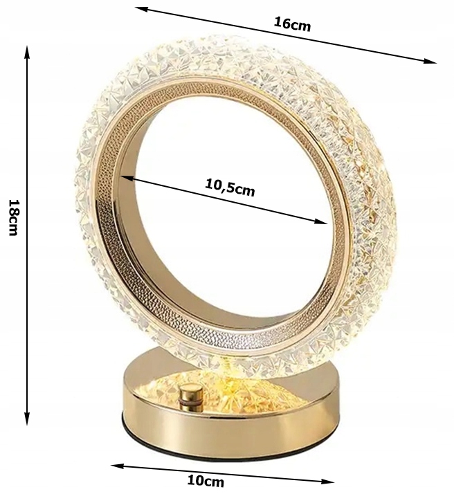 Lampka Nocna Stołowa Kryształowa Led Rgb Usb Obrączka Do Sypialni Biura Rgb