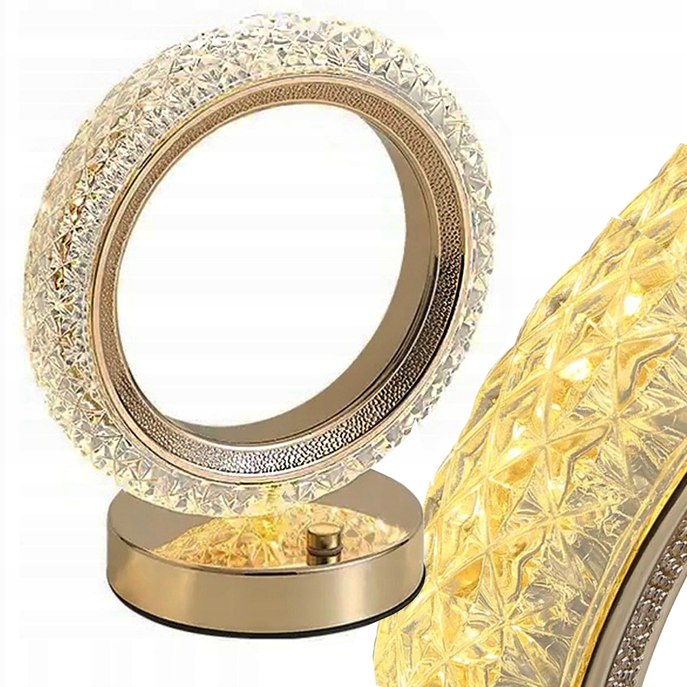 Lampka Nocna Stołowa Kryształowa Led Rgb Usb Obrączka Do Sypialni Biura Rgb