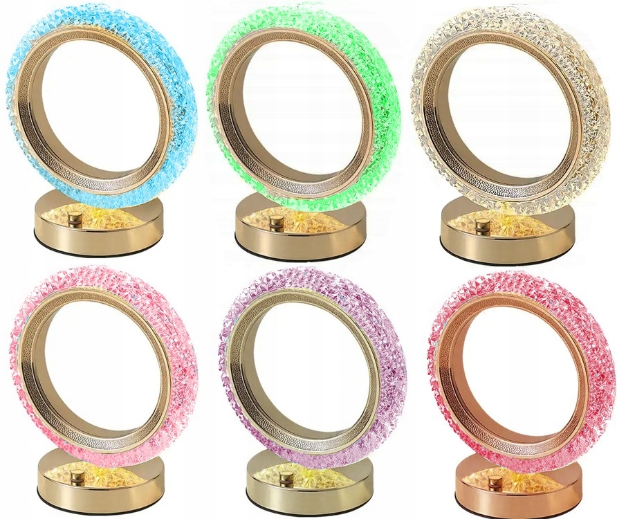 Lampka Nocna Stołowa Kryształowa Led Rgb Usb Obrączka Do Sypialni Biura Rgb