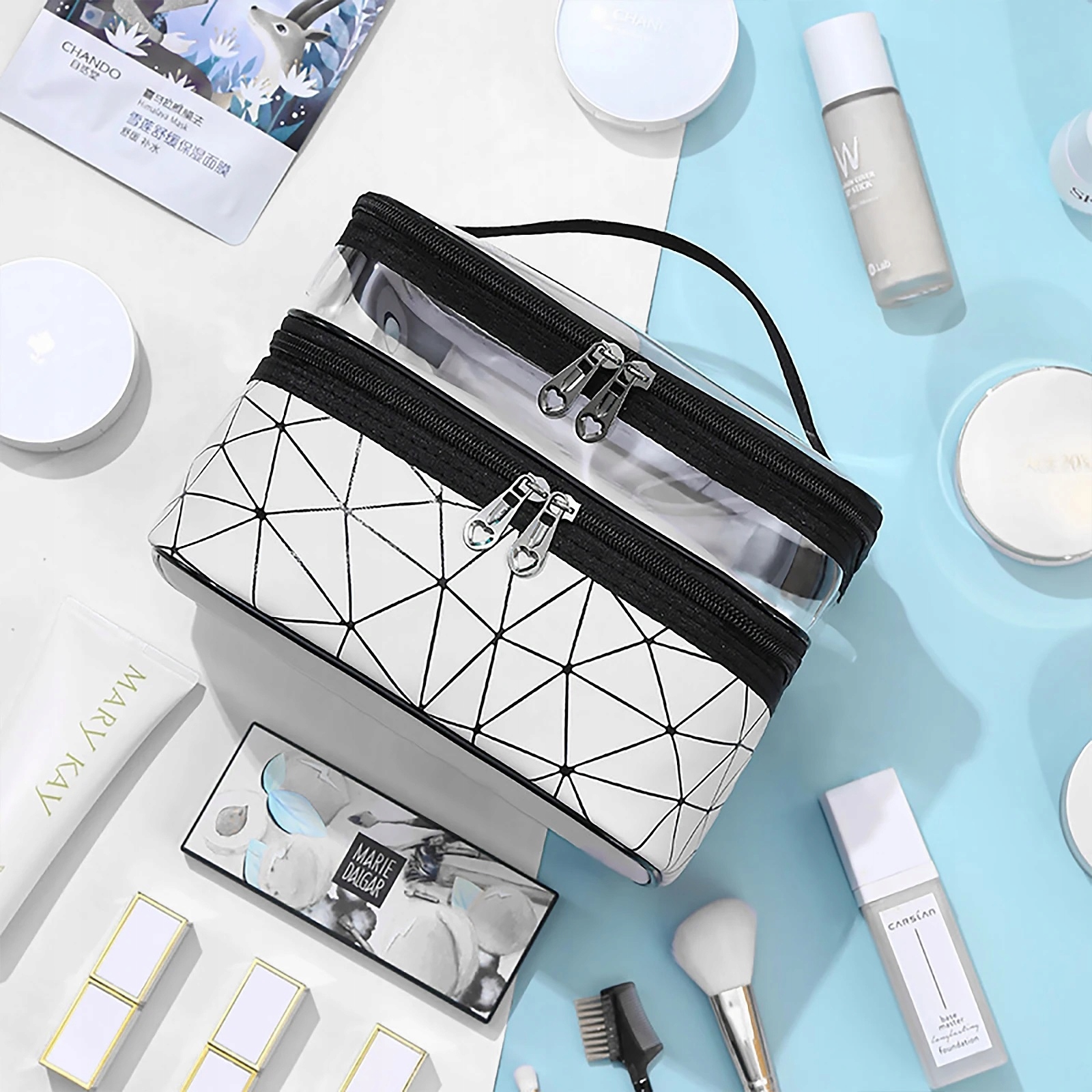 Kosmetyczka Damska Na Kosmetyki Kuferek Organizer Podróżny Saszetka Suwak