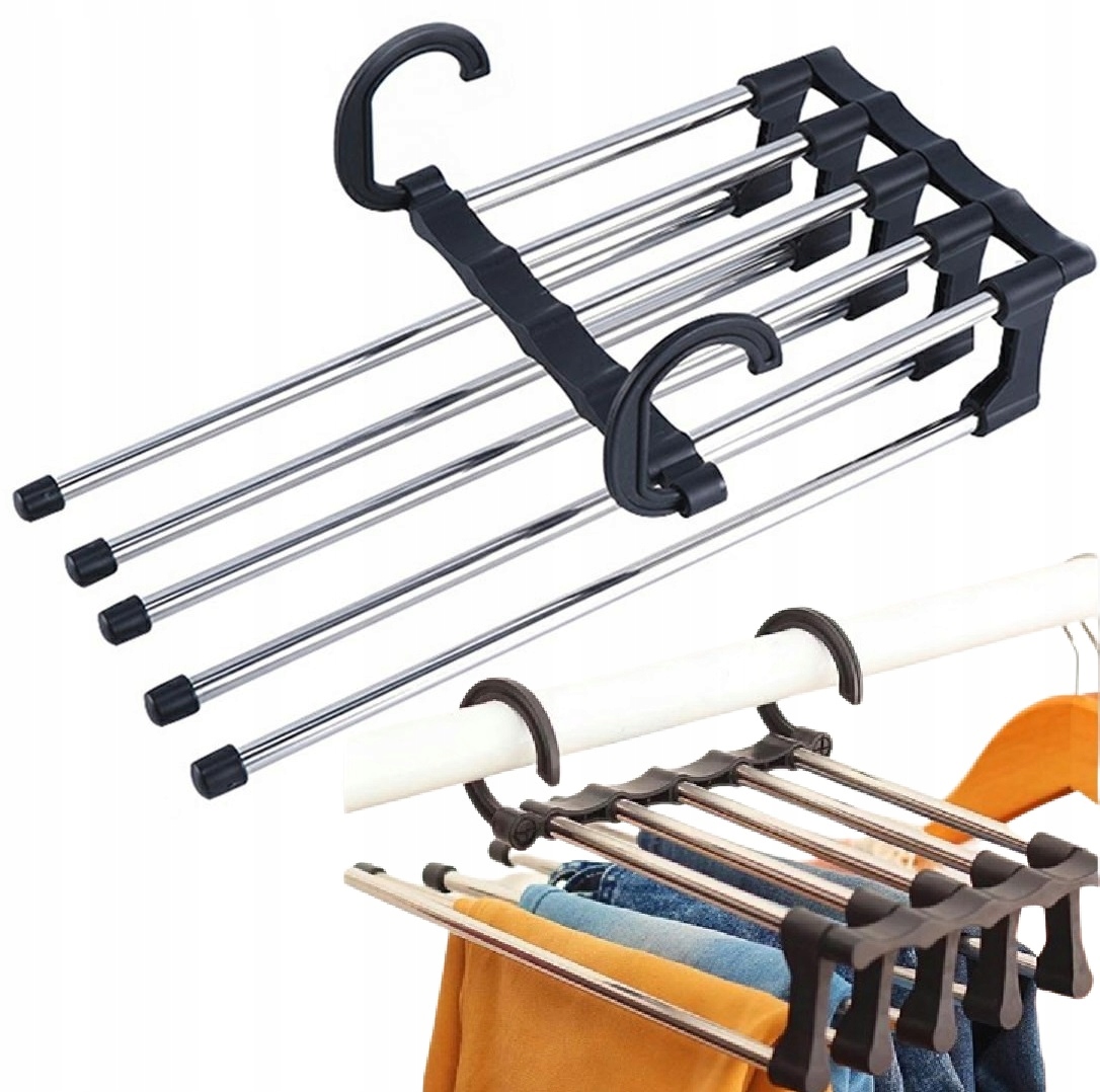 Wysuwany Wieszak Do Szafy Na Spodnie 5 Par Spodni Spódnic Składany