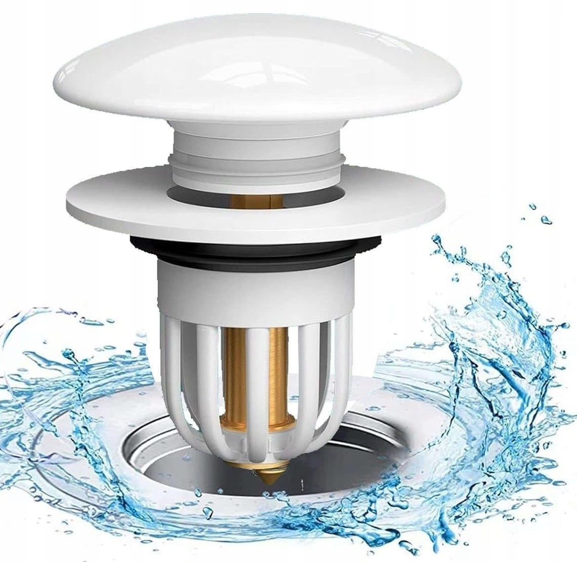 Korek Umywalkowy Klik Klak Biały Ceramiczny Z Filtrem Odpływowym