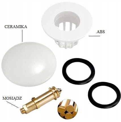 Korek Umywalkowy Klik Klak Biały Ceramiczny Z Filtrem Odpływowym