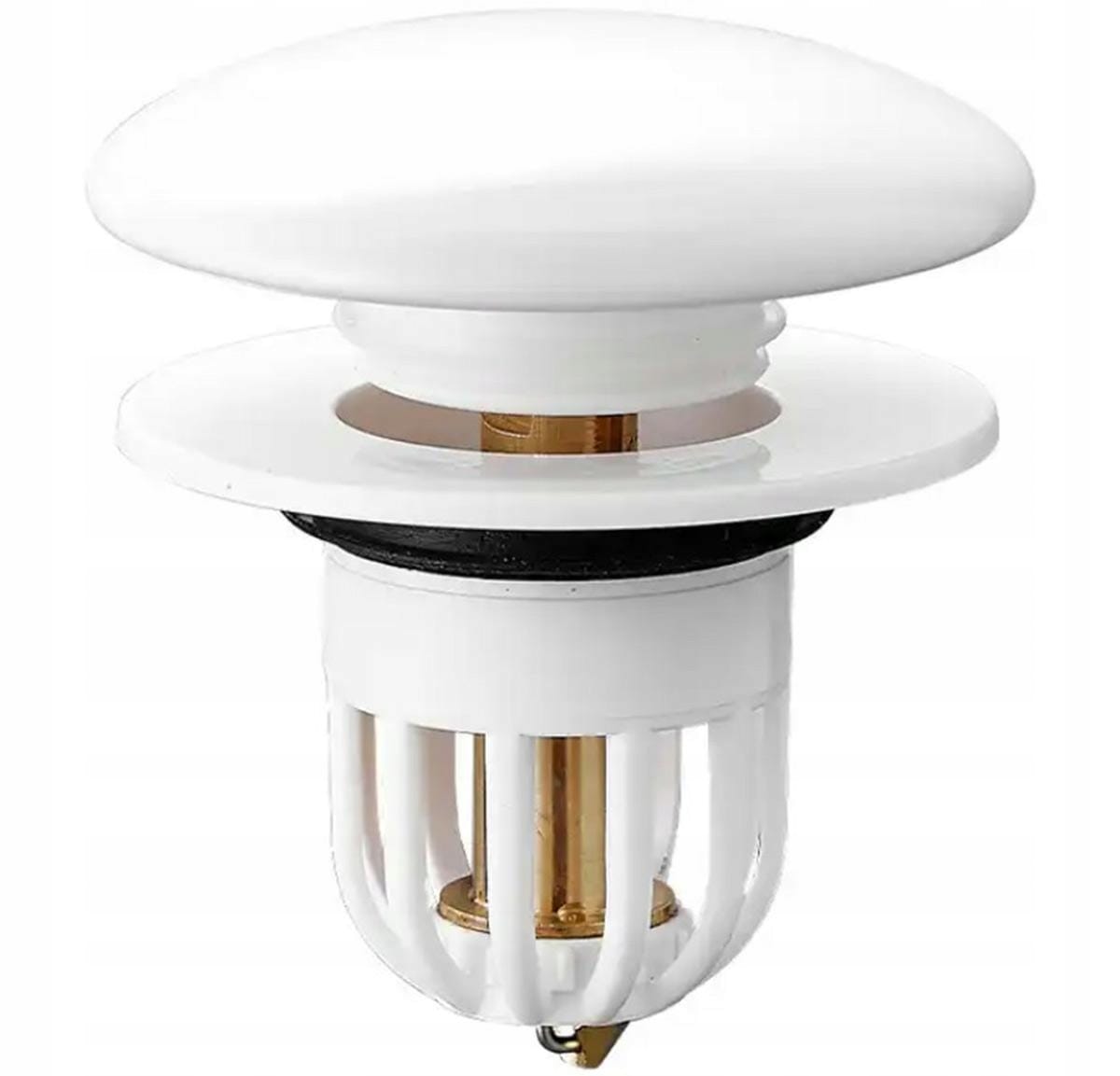 Korek Umywalkowy Klik Klak Biały Ceramiczny Z Filtrem Odpływowym