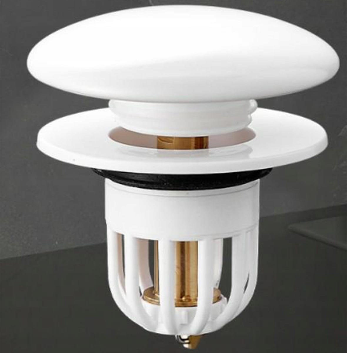 Korek Umywalkowy Klik Klak Biały Ceramiczny Z Filtrem Odpływowym