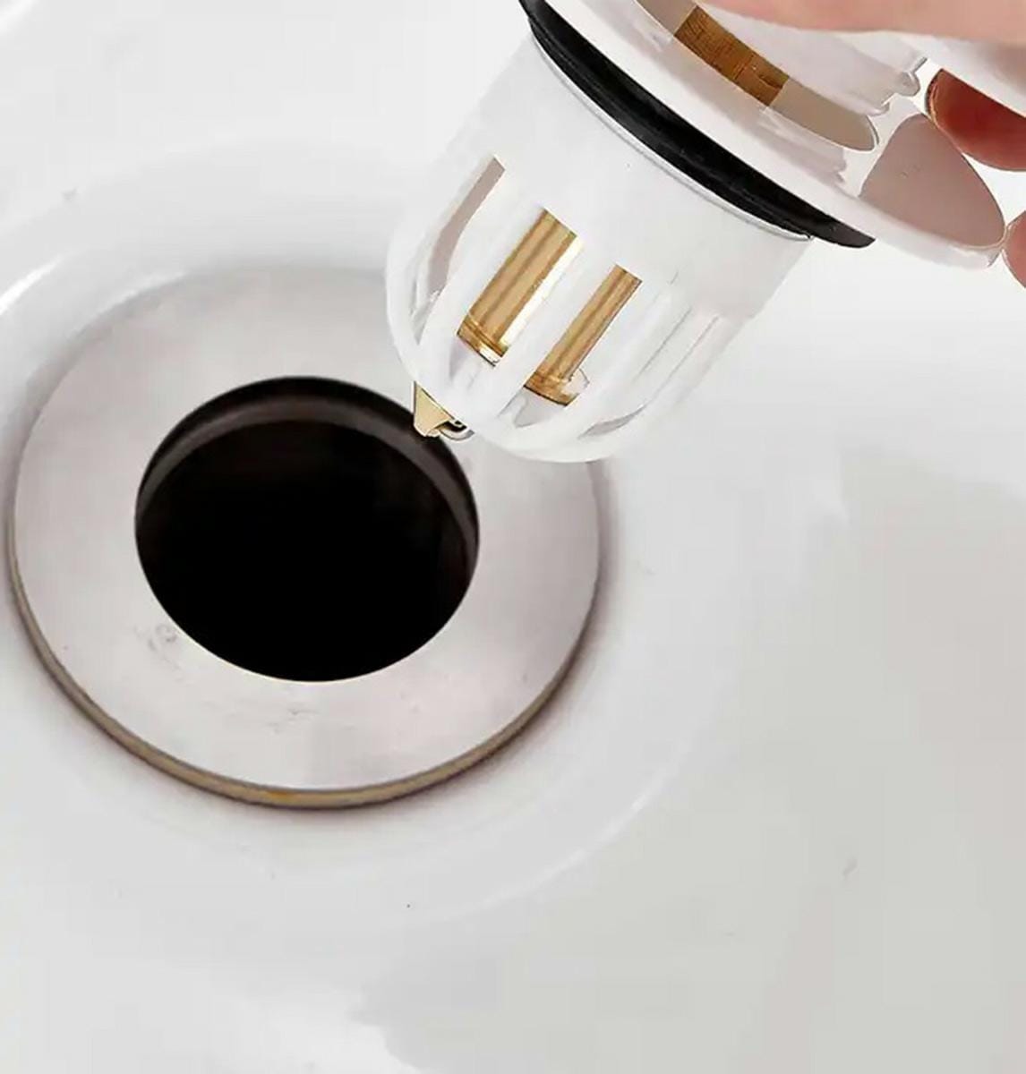 Korek Umywalkowy Klik Klak Biały Ceramiczny Z Filtrem Odpływowym