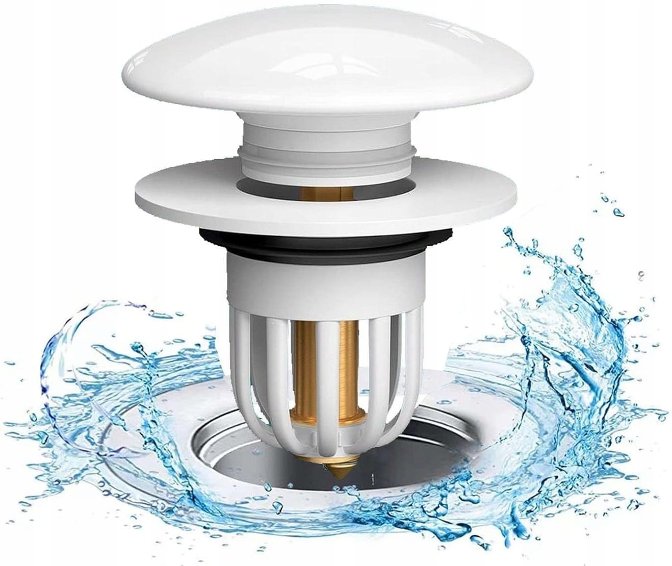 Korek Umywalkowy Klik Klak Biały Ceramiczny Z Filtrem Odpływowym