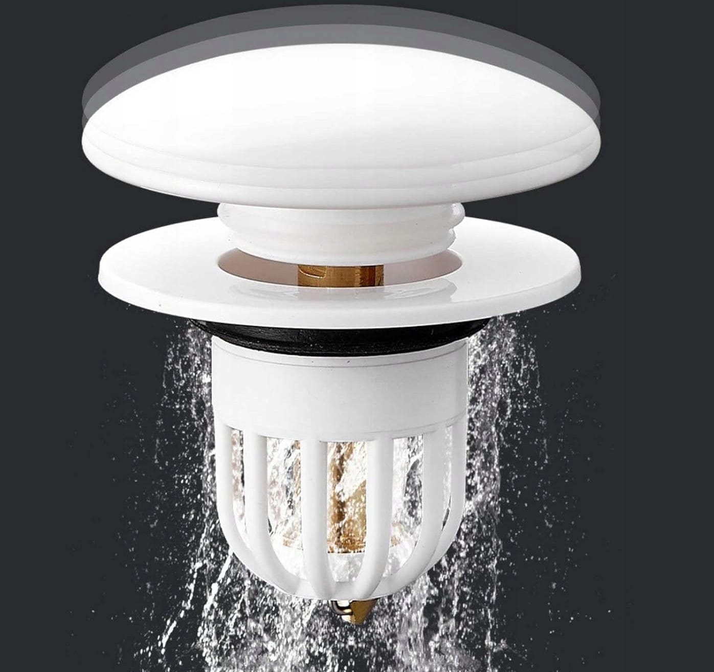 Korek Umywalkowy Klik Klak Biały Ceramiczny Z Filtrem Odpływowym