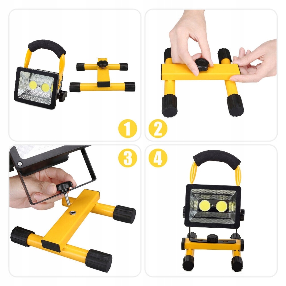 image-1190.jpeg Halogen Roboczy Budowlany Lampa Przenośny 2 X Led Cob 30w Akumulator Ip65