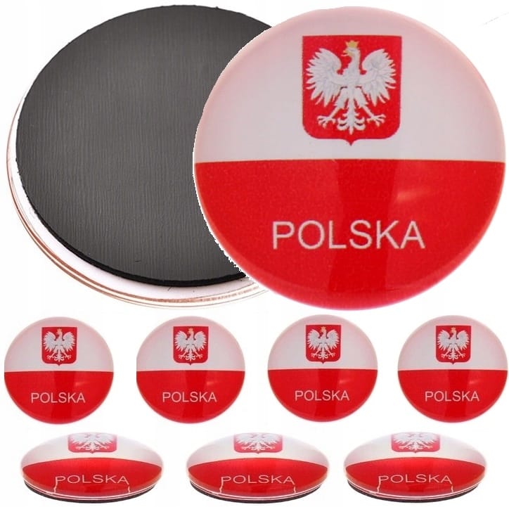 Magnes Szklany Polska Na Lodówkę Wypukły Z Godłem Polski Pamiątka