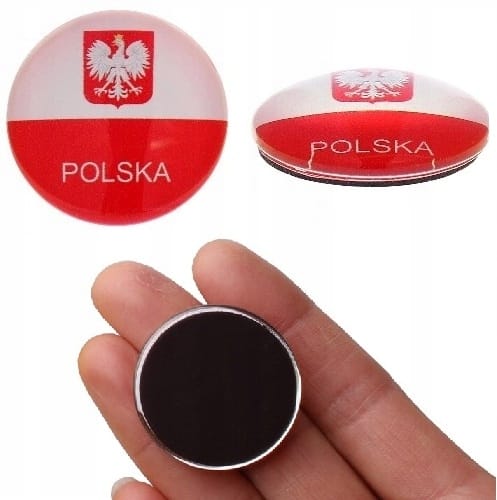 Magnes Szklany Polska Na Lodówkę Wypukły Z Godłem Polski Pamiątka