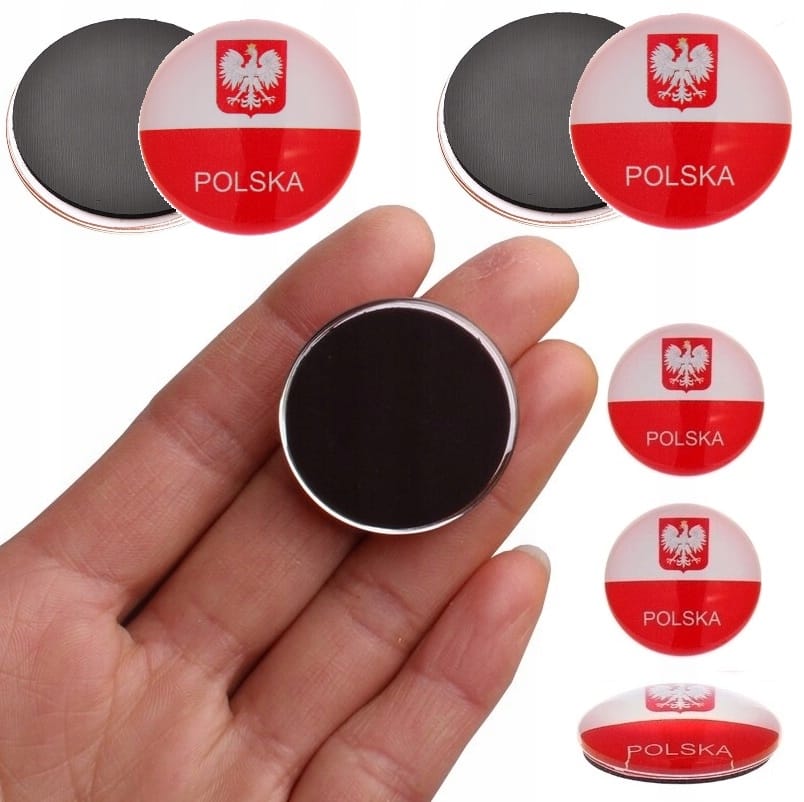 Magnes Szklany Polska Na Lodówkę Wypukły Z Godłem Polski Pamiątka