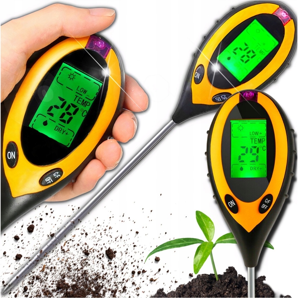 Kwasomierz Miernik Tester Ogrodniczy Ph Gleby Ziemii Temperatura Wilgotność