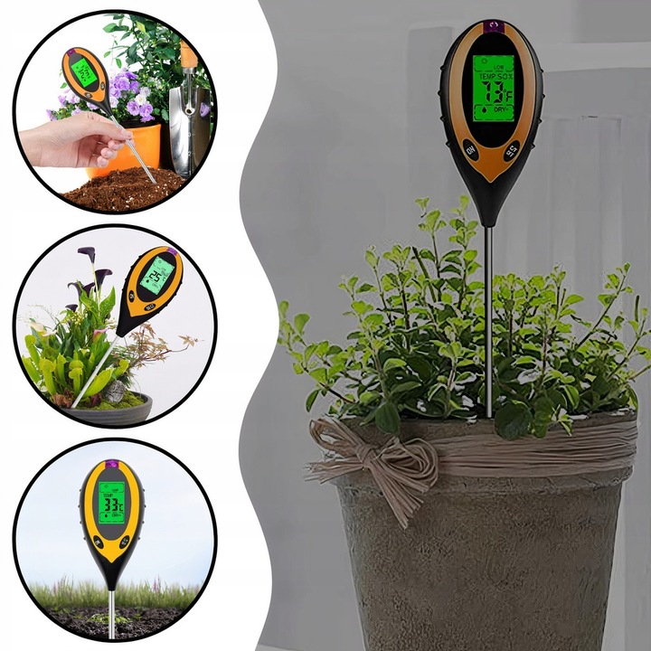 Kwasomierz Miernik Tester Ogrodniczy Ph Gleby Ziemii Temperatura Wilgotność