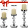 3x Świecznik Szklany Lampion Komplet Latarni Świeczniki Glamour Krzyształki