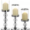 3x Świecznik Szklany Lampion Komplet Latarni Świeczniki Glamour Krzyształki