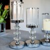 3x Świecznik Szklany Lampion Komplet Latarni Świeczniki Glamour Krzyształki