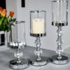3x Świecznik Szklany Lampion Komplet Latarni Świeczniki Glamour Krzyształki