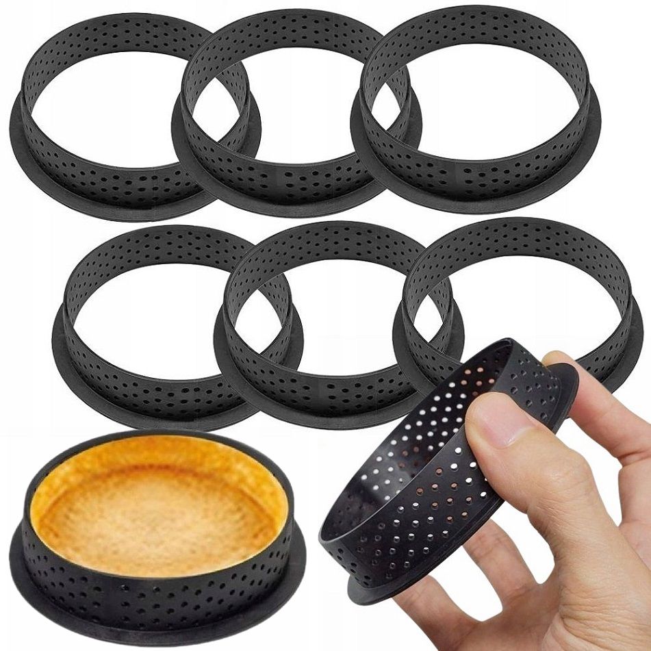 image-1350.jpeg Rant Perforowany Do Tartaletek Forma Do Tarty 8cm Pieczenia Foremki 6 Sztuk