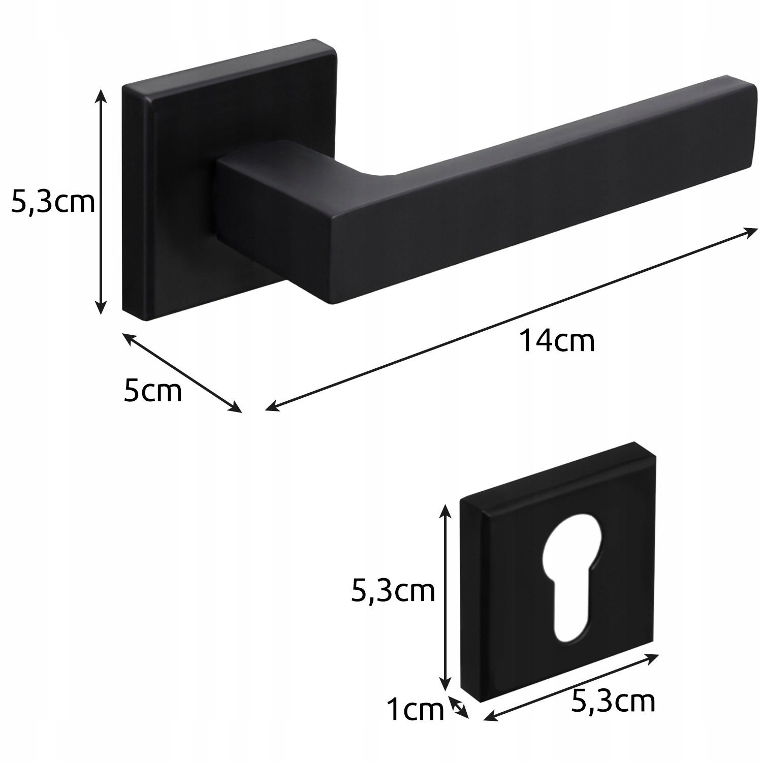 Klamka Do Drzwi Wewnętrznych Czarna Matowa Loftowa Z Nakładką Na Zamek