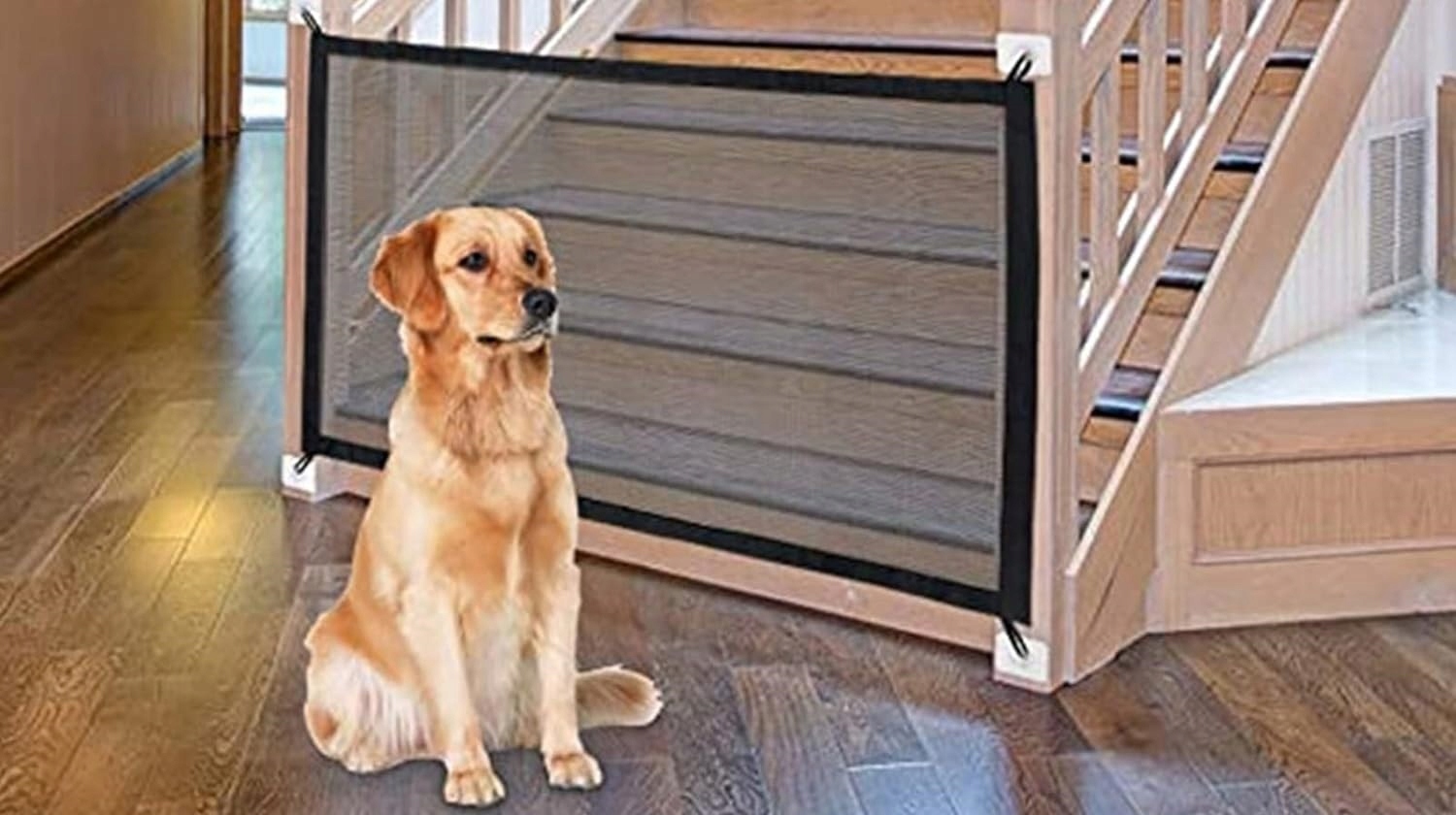 image-1400.jpeg Bramka Zabezpieczająca Barierka Ochronna Na Schody Drzwi Siatka Dla Psa 180