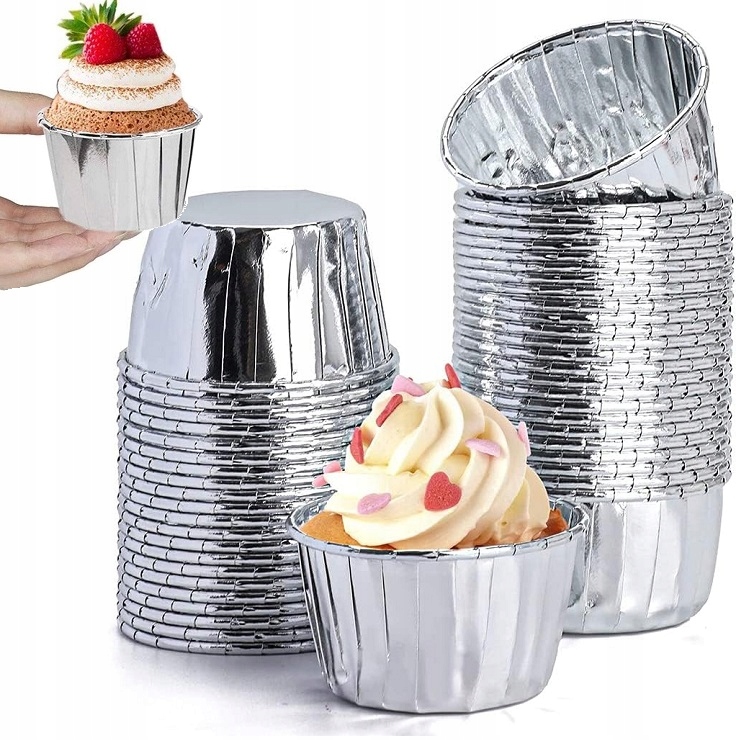image-1429.jpeg Papilotki Kubeczki Srebrne Do Muffinek Babeczek Mufinki Foremki 50 Sztuk