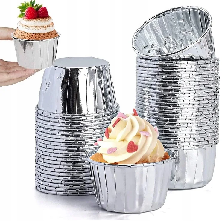 Papilotki Kubeczki Srebrne Do Muffinek Babeczek Mufinki Foremki 50 Sztuk