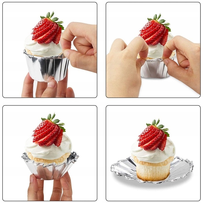 Papilotki Kubeczki Srebrne Do Muffinek Babeczek Mufinki Foremki 50 Sztuk