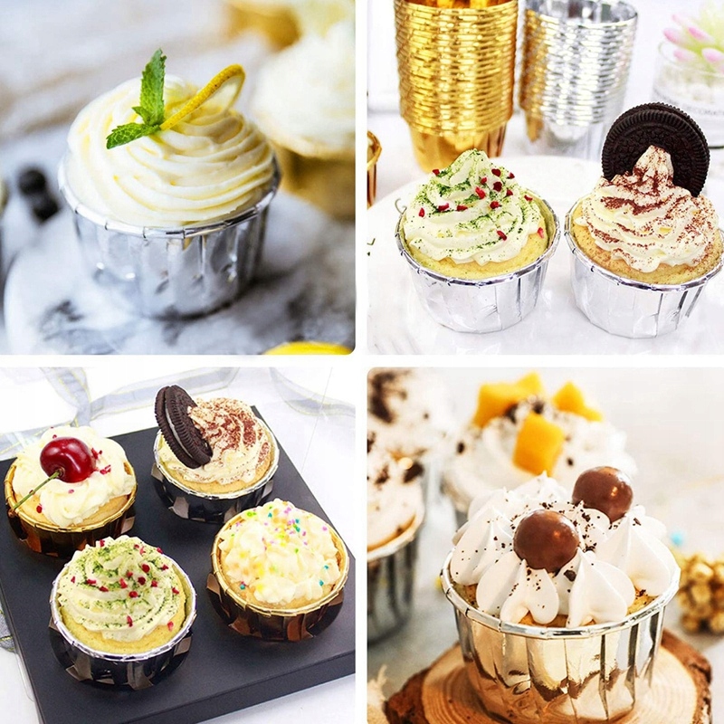 Papilotki Kubeczki Srebrne Do Muffinek Babeczek Mufinki Foremki 50 Sztuk