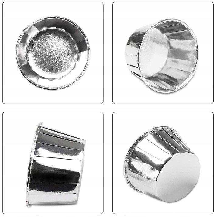 Papilotki Kubeczki Srebrne Do Muffinek Babeczek Mufinki Foremki 50 Sztuk