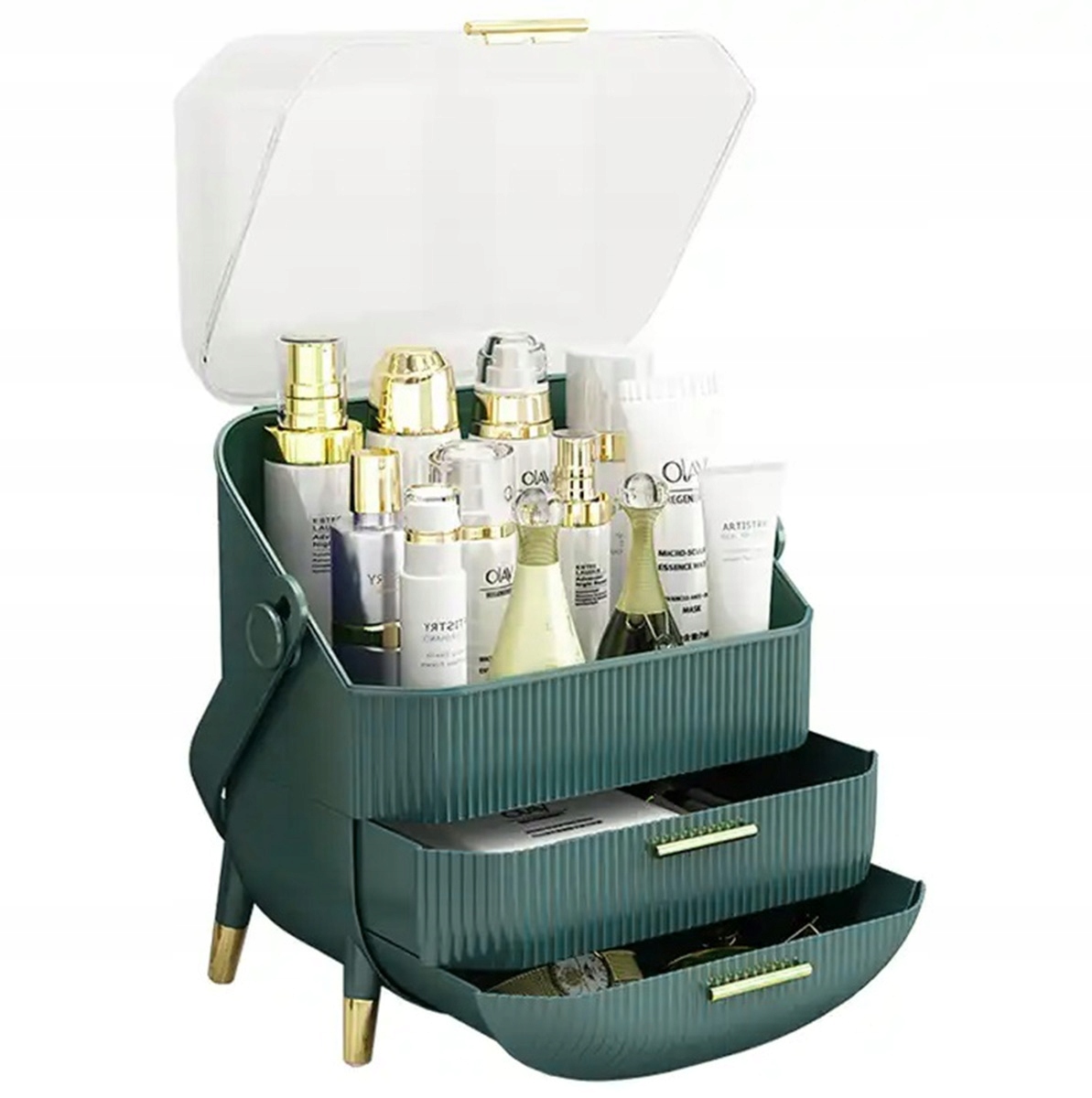 Duży Organizer Kuferek Na Kosmetyki Biżuterię Szkatułka Szuflady Pudełko Xl