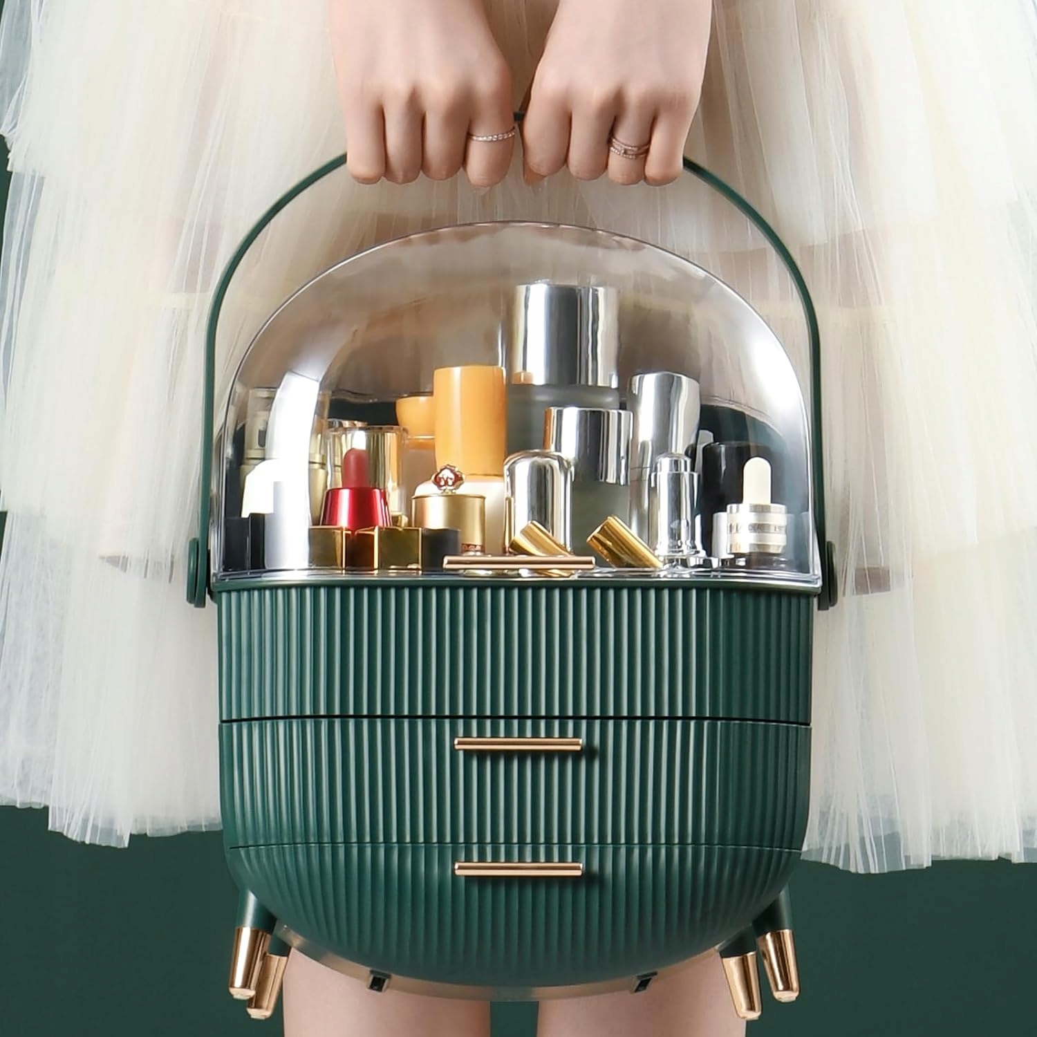 Duży Organizer Kuferek Na Kosmetyki Biżuterię Szkatułka Szuflady Pudełko Xl