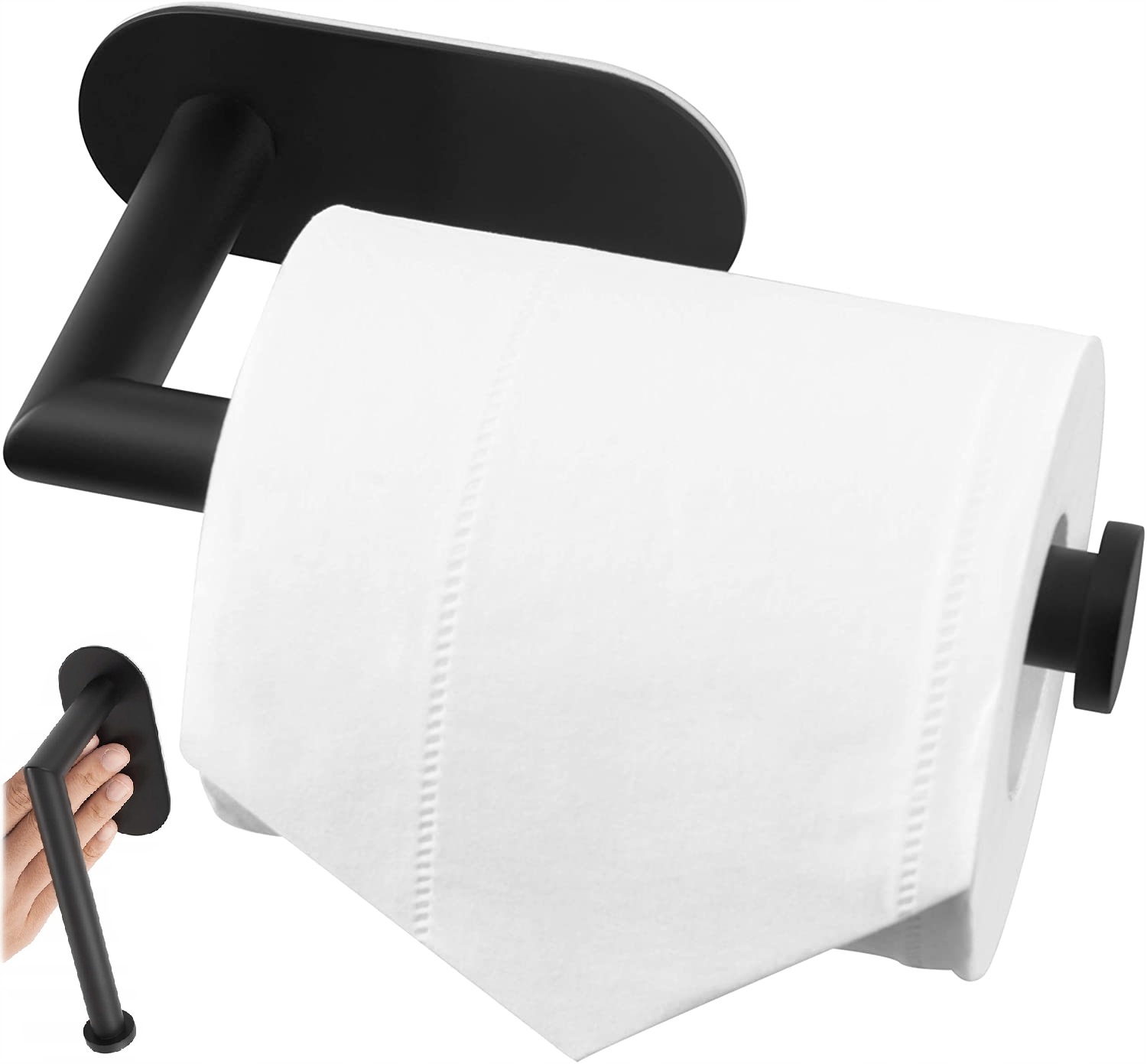 Uchwyt Wieszak Na Papier Toaletowy Samoprzylepny Klej Czarny Loft Wc