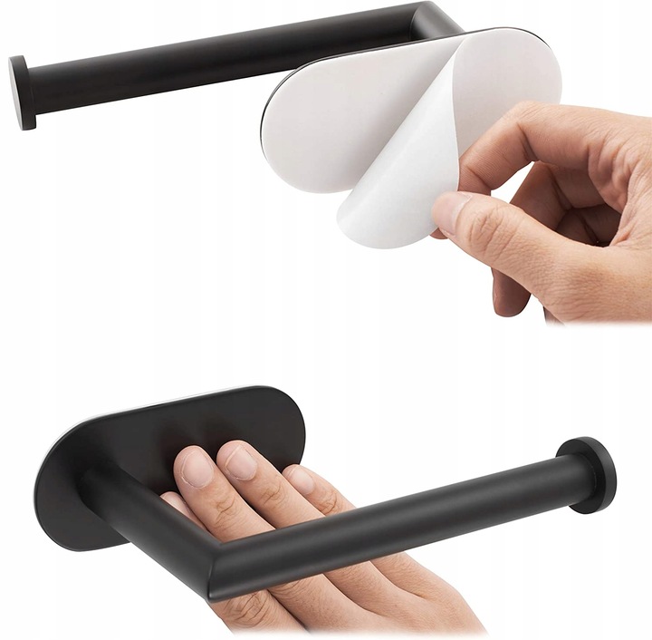 Uchwyt Wieszak Na Papier Toaletowy Samoprzylepny Klej Czarny Loft Wc