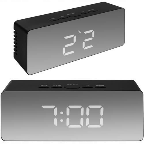 image-149.jpeg Budzik Zegar Czarny Termometr Led Lustro Hit