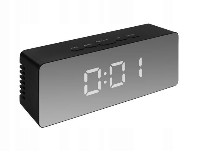 image-150.jpeg Budzik Zegar Czarny Termometr Led Lustro Hit