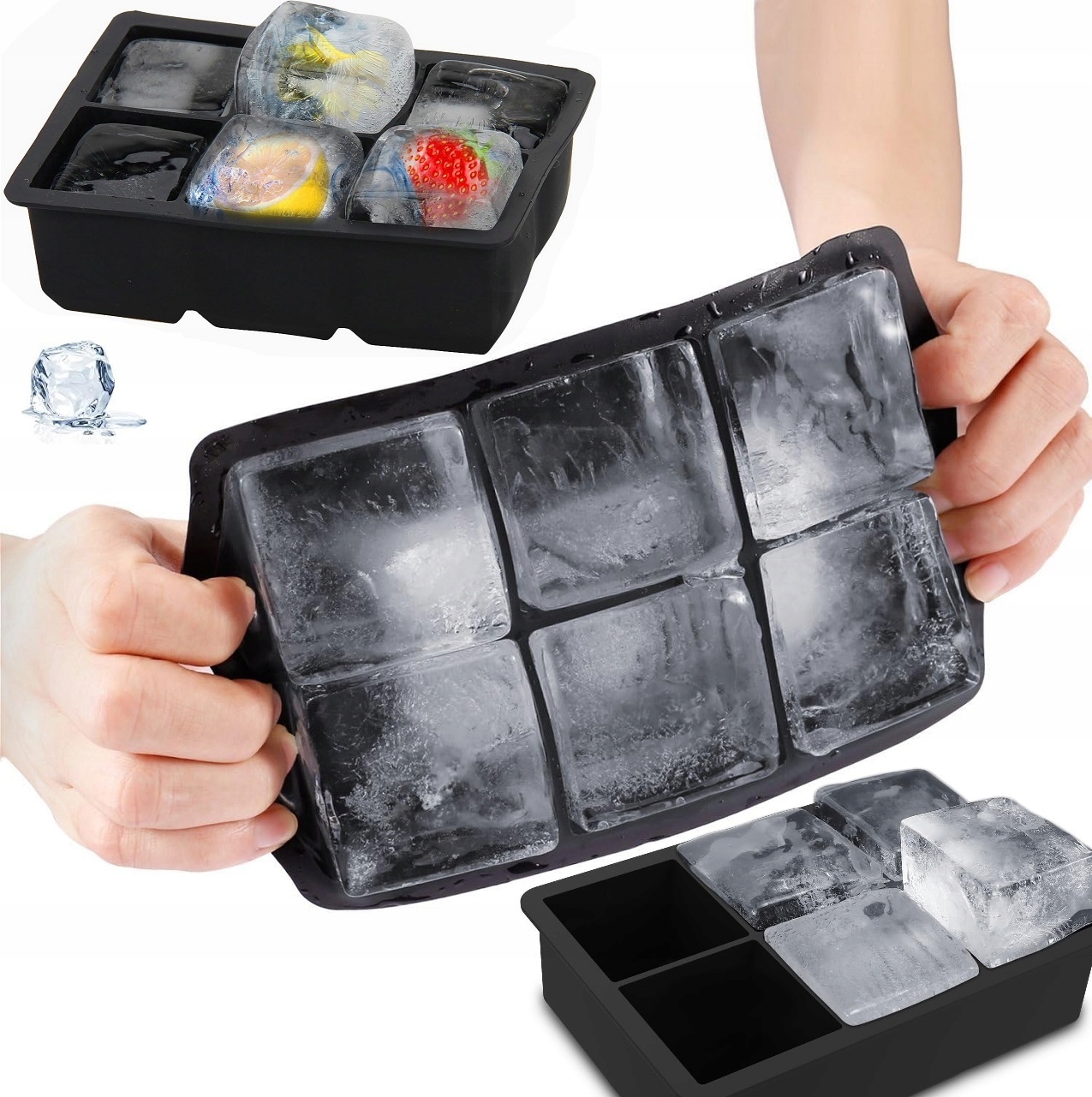 Foremki Silikonowe Do Lodu Kostek Forma Foremka Na Kostki Kule Duze Xl