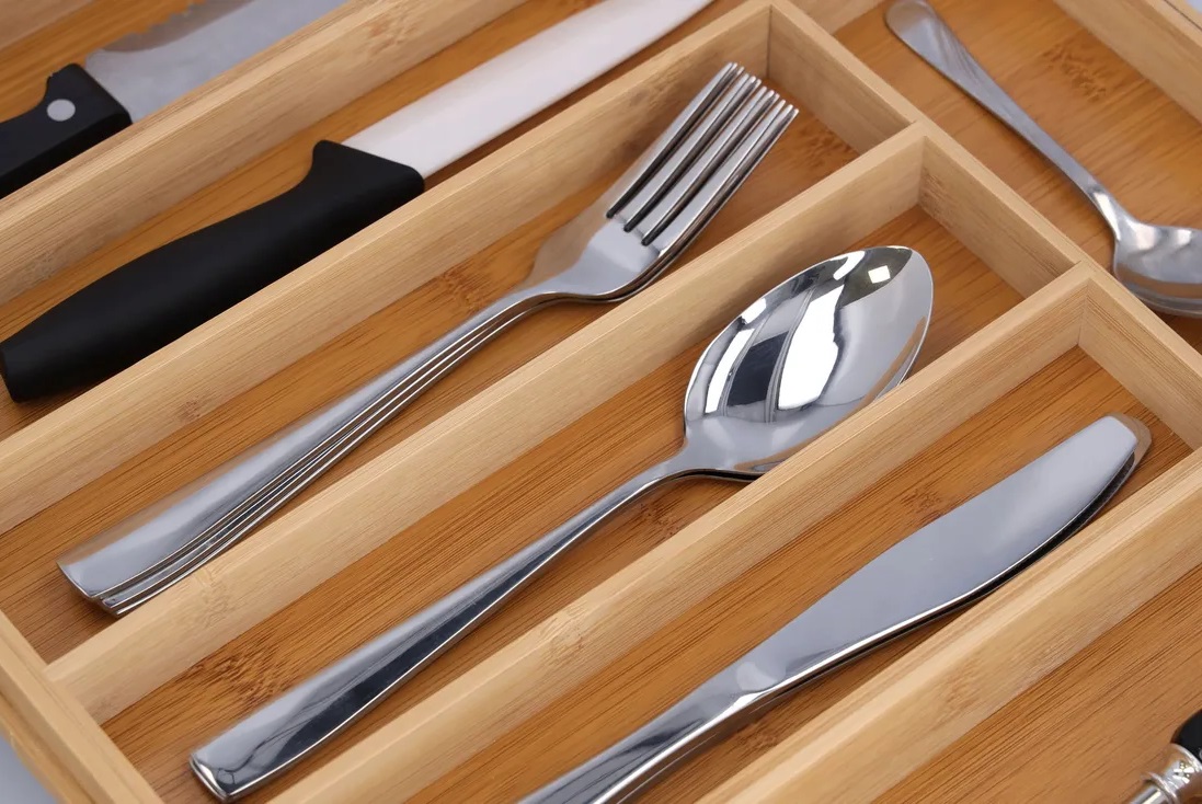 image-1551.jpeg Bambusowy Wkład Organizer Do Szuflady Kuchennej Na Sztućce Regulowany Xl