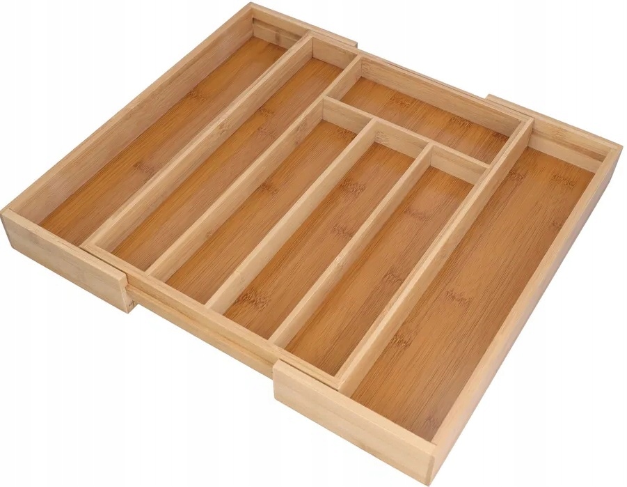 image-1553.jpeg Bambusowy Wkład Organizer Do Szuflady Kuchennej Na Sztućce Regulowany Xl