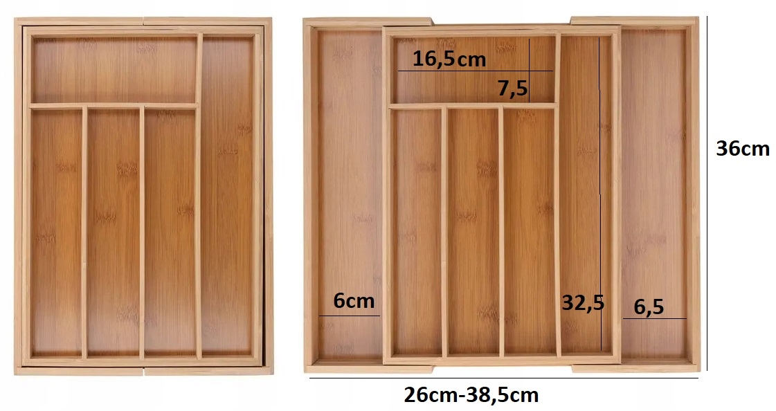 image-1554.jpeg Bambusowy Wkład Organizer Do Szuflady Kuchennej Na Sztućce Regulowany Xl