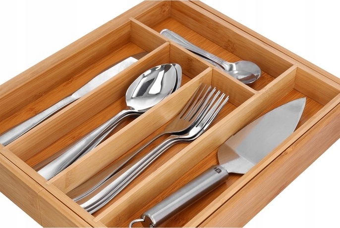 image-1559.jpeg Bambusowy Wkład Organizer Do Szuflady Kuchennej Na Sztućce Regulowany Xl
