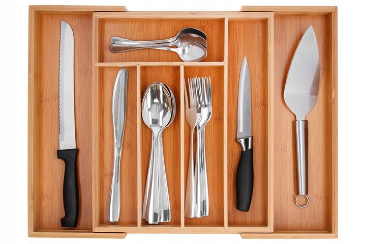 image-1563.jpeg Bambusowy Wkład Organizer Do Szuflady Kuchennej Na Sztućce Regulowany Xl