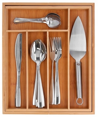 image-1565.jpeg Bambusowy Wkład Organizer Do Szuflady Kuchennej Na Sztućce Regulowany Xl