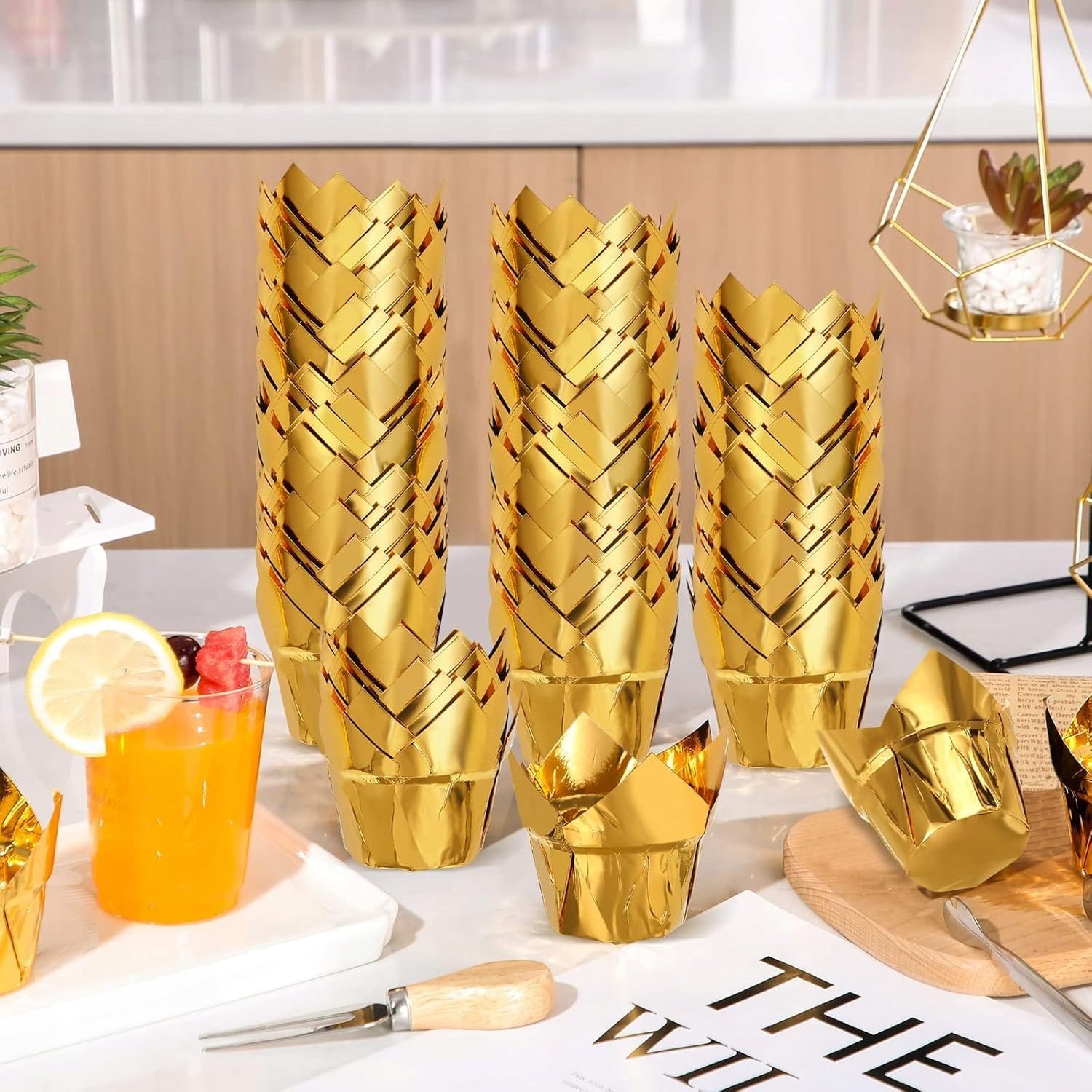 Papilotki Foremki Na Muffinki Do Muffinek Złote Kubeczki 50 Tulipan Babki