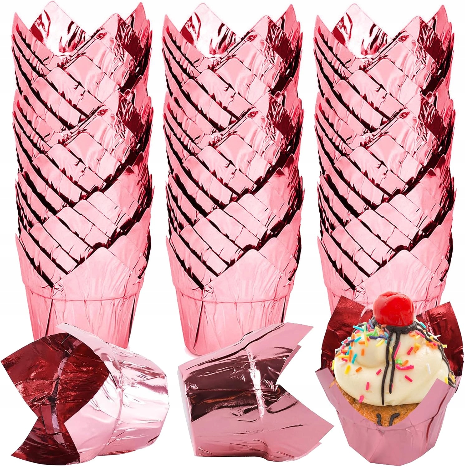 image-1606.jpeg Papilotki Foremki Na Muffinki Do Muffinek Złote Kubeczki 50 Tulipan Babki