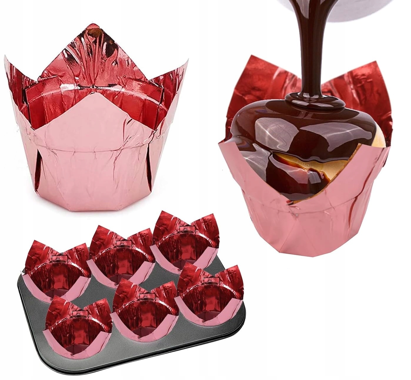 image-1607.jpeg Papilotki Foremki Na Muffinki Do Muffinek Złote Kubeczki 50 Tulipan Babki