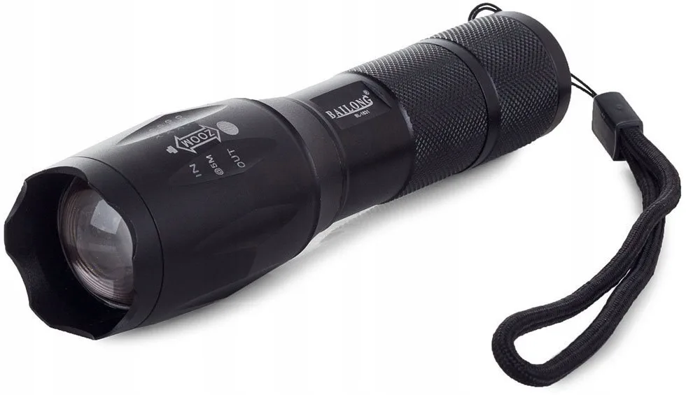 image-1629.jpeg Mocna Latarka Taktyczna Led Wojskowa Policyjna Z Nakładką Sygnalizacyjna